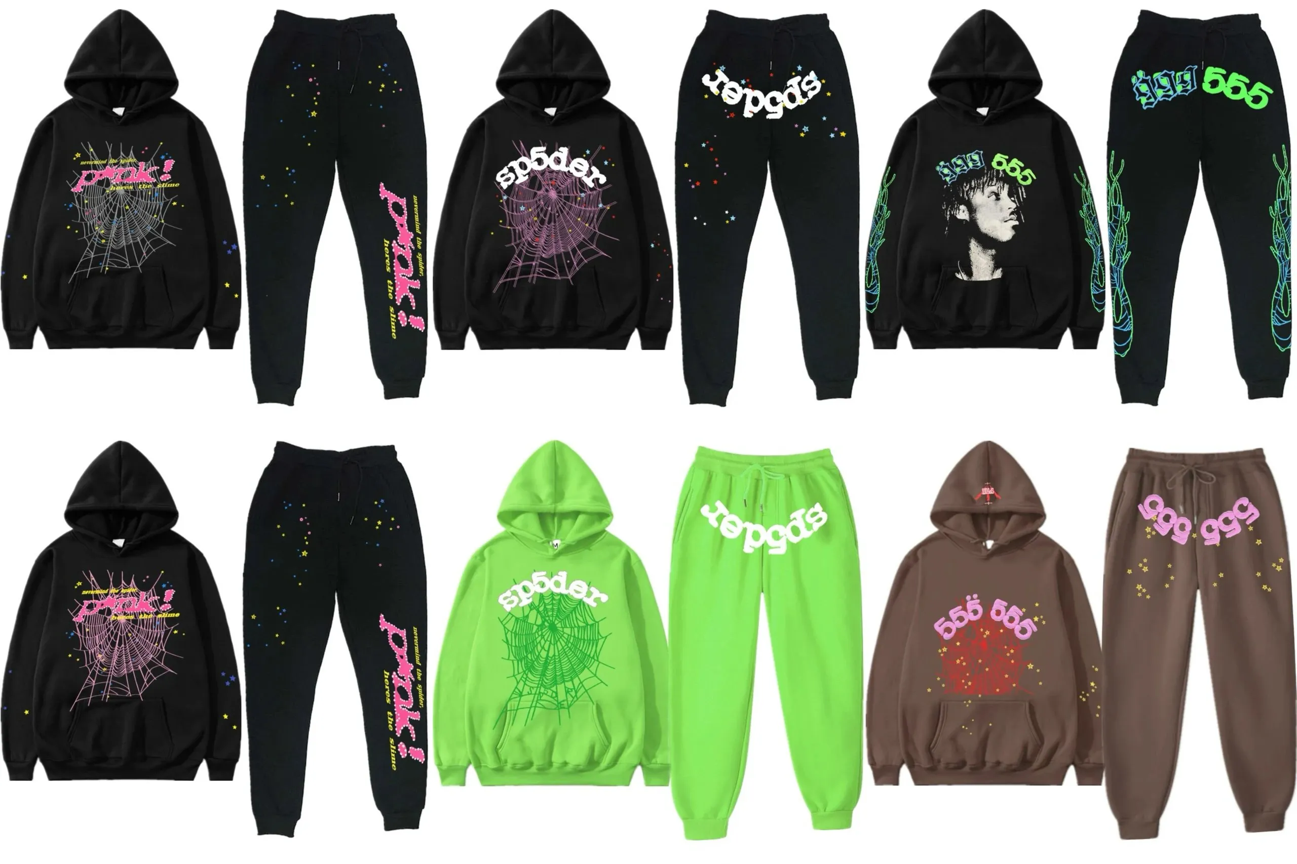 Trendy hip-hop singer sp5der printed couple hoodie, men's and women's hoodie, sports suit (13)