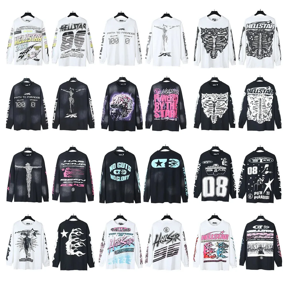 跨境 2024 Hellstar地狱之星TShirt秋装美潮高街宽松长袖T恤男女 (96)