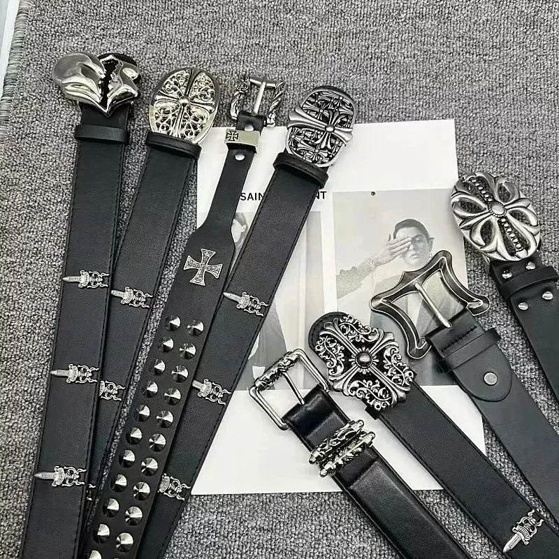 藤蔓雕花克罗针扣皮带情侣款男女腰带明星款暗黑朋克哥特铆钉裤带 (92)